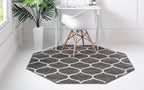 Rugs.com Lattice Frieze Collection Rug – 5' Octagon Dark Gray Medium Rug Perfect - Image 3