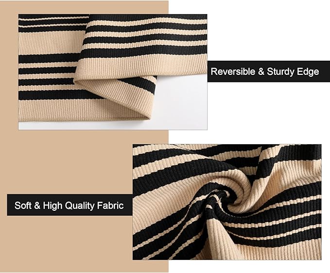 Black and Khaki Striped Rugs 2.3'x3.6', Washable Hand Woven Front Door Rug - Image 5