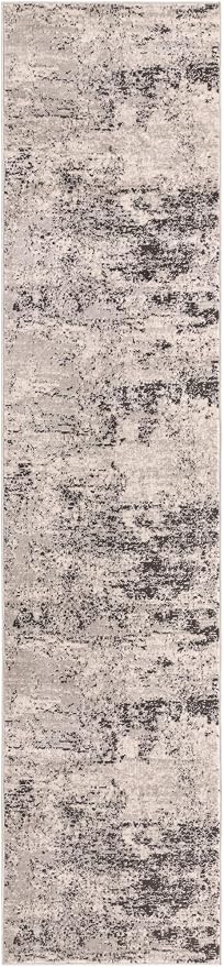 Rugs.com Leipzig Collection Rug – 12 Ft Runner Gray Low-Pile Rug Perfect by Rugscom