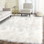 Latepis White Faux Fur Sheepskin Rug 4x6 by Latepis