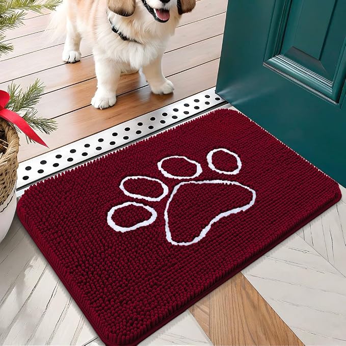 OLANLY Dog Door Mat for Muddy Paws 24x16, Paw Print Design, Absorbs Moisture by OLANLY