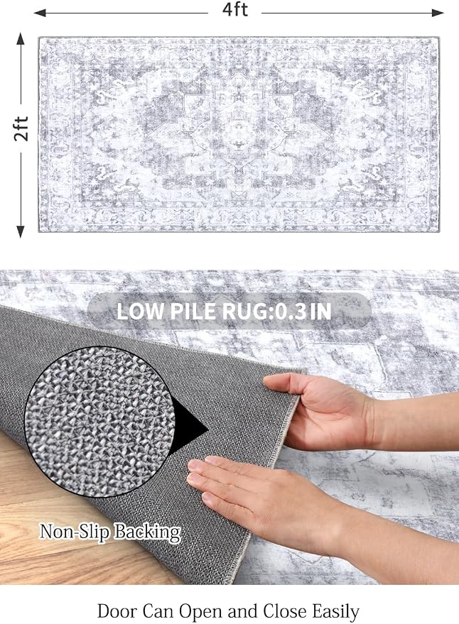 COMSLE Washable Door Mat, Front Door Mat Indoor Faux Wool Absorbent Small Rugs - Image 2