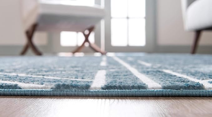 Rugs.com Lattice Trellis Collection Rug – 8' x 10' Blue Low-Pile Rug Perfect - Image 6