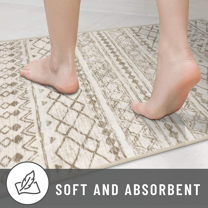 KUTA Moroccan Washable Hallway Runner Rug, 2.6x12 Non-Slip Vintage Beige Boho - Image 7