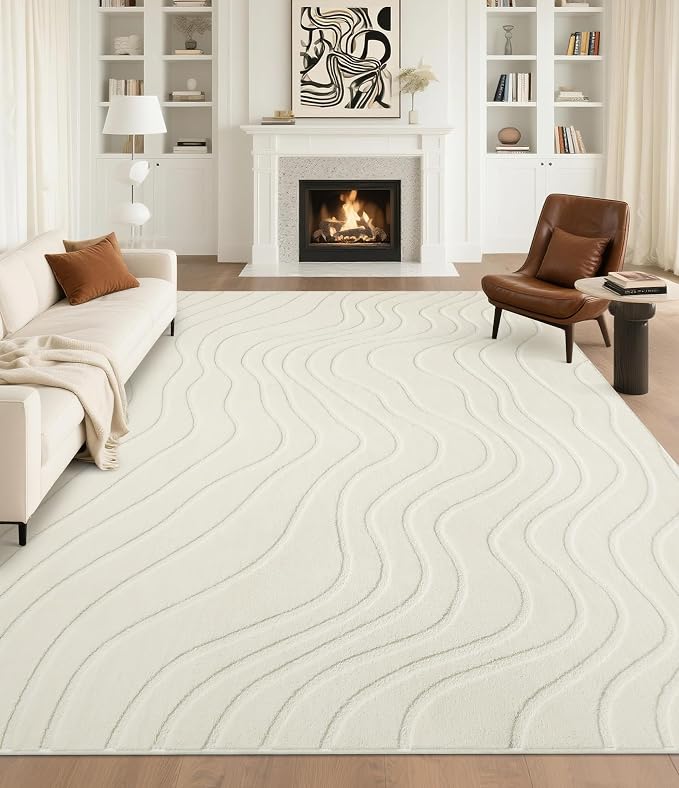 YIHOUSE 6x9 Abstract Line Area Rug, Modern Washable Stain Resistant Rugs Non by YIHOUSE