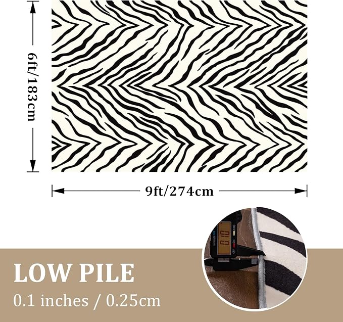 YIHOUSE Tiger Washable Area Rugs 6'x9', Ultra Thin Animal Stripe Print Rug - Image 2