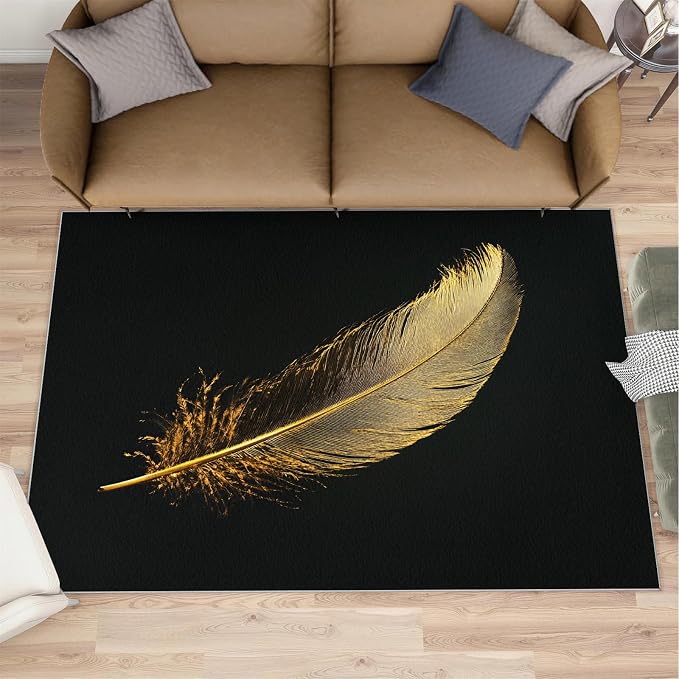 Golden Feathers Rugs for Bedroom by Unknown