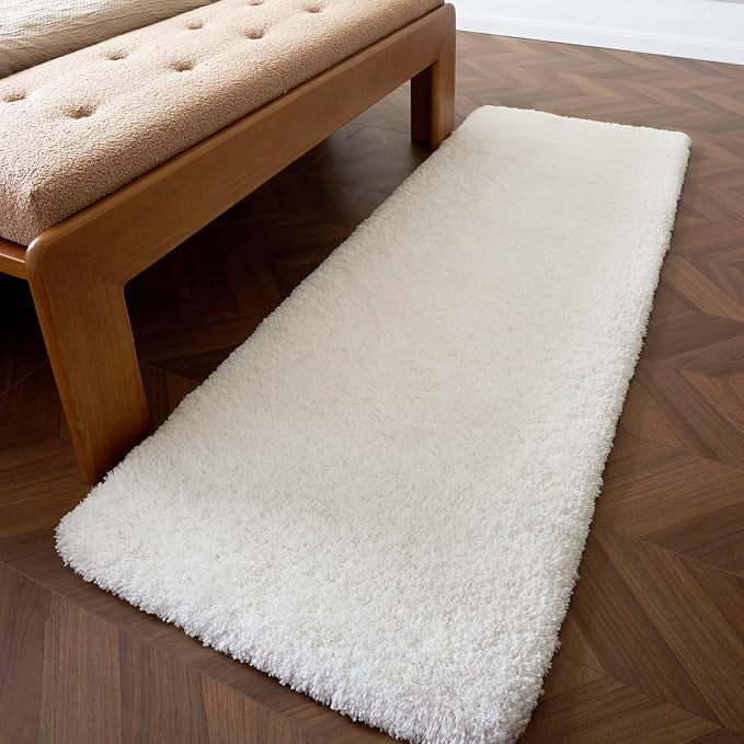 White Bathroom Runner Rug 24x70 Non Slip Fluffy Long Bath Mat - Image 9