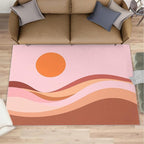 Boho Sun Area Rugs 3x5ft, Minimalist Sunburst Boys Rugs by Unknown
