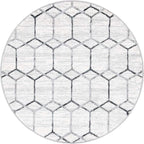 Rugs.com Lattice Trellis Collection Rug – 3 Ft Round White Low-Pile Rug Perfect - Image 2
