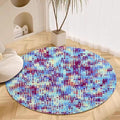 Abstract Pixel Geometry Round Rug Ombre Blue Purple Living Room Circle Area by Unknown