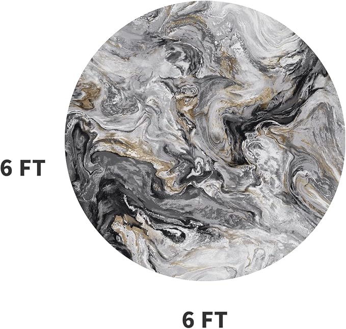 6x6 Round Area Rugs for Living Room, Modern Abstract Rug for Bedroom, - Image 2
