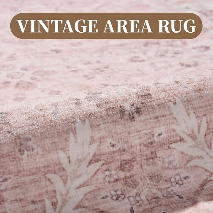 MontVoo-Vintage Area Rug 5X7 Pink Rugs - Image 3