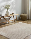 Livabliss x Our PNW Home Cascade Minimalist Striped Area Rug, Light Brown by Livabliss