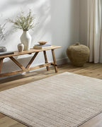Livabliss x Our PNW Home Cascade Minimalist Striped Area Rug, Light Brown by Livabliss