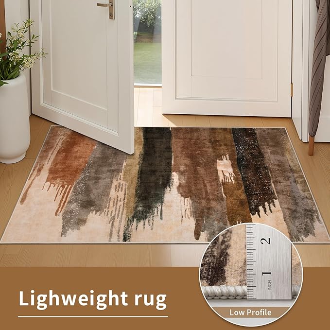 Ciicool 8ft Round Washable Rug, Modern Abstract Circle Rugs, Non-Slip Thin - Image 5
