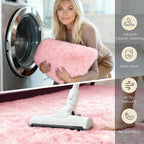 4x6 Solid Fluffy Pink Area Rug – Washable, Living Room Rug, Non-Slip High Pile - Image 5