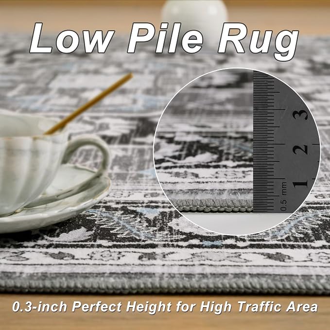 4x6 Black Grey Area Rug for Living Room, Machine Washable Rugs - Image 8