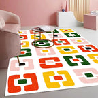 Modern Chic White Yellow Pink Geometric Texture Rug by Mamatong