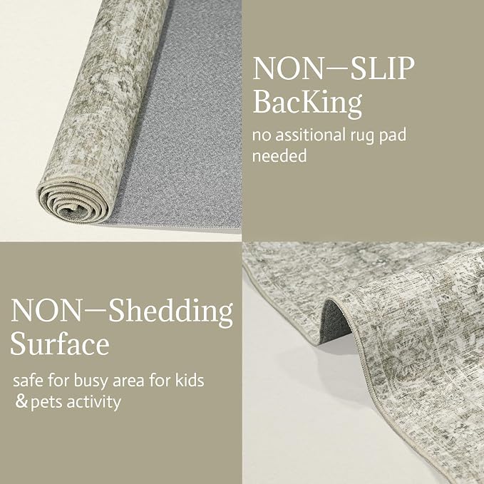 8x10 Washable Area Rugs Ultral Soft Non-Slip Stain Resistant Vintage Boho Large - Image 9