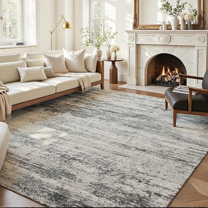 Area Rug 6x9 Washable Rug Grey for Living Room, Dining Room, Large Carpets by Unknown