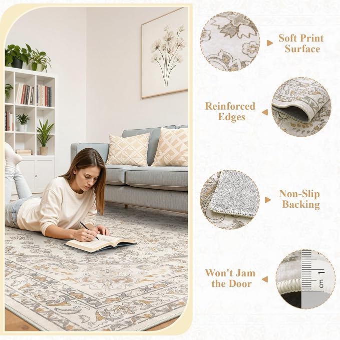 Wonnitar Washable Living Room Rugs, 8x10 Area Rugs - Image 6