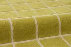 Checkered Wool Area Rug with Scalloped Border, Chartreuse Green & Cream Grid - Image 9