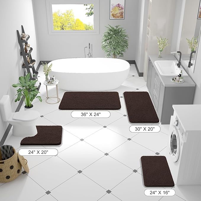 OLANLY Bathroom Rugs 70x46, Extra Soft Absorbent Chenille Bath Rugs, Rubber - Image 2