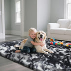 Fluffy Rug Shaggy Area Rug, Mottling Black 2x4 Area Rugs - Image 4