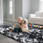 Fluffy Rug Shaggy Area Rug, Mottling Black 9x12 Area Rugs - Image 5