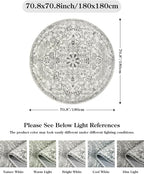 Lahome Bohemian Washable Round Rug, Large Round Rugs 6ft Non Slip Circle Rugs - Image 2