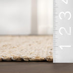 nuLOOM 10x14 Elfriede Jute & Cotton Hand Woven Area Rug, Solid Rustic Farmhouse - Image 2