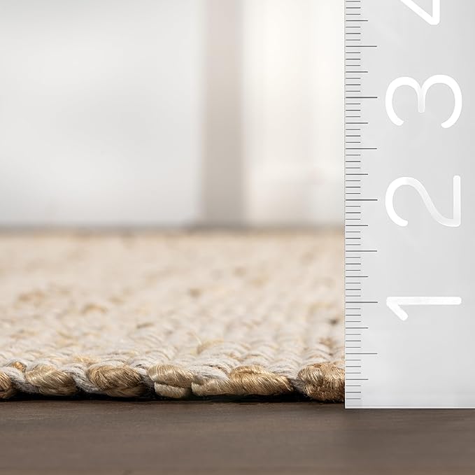 nuLOOM 10x14 Elfriede Jute & Cotton Hand Woven Area Rug, Solid Rustic Farmhouse - Image 2
