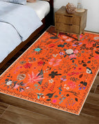 Boho Washable Area Rug 4x6 – Floral Low Pile Non-Slip Carpet - Image 7