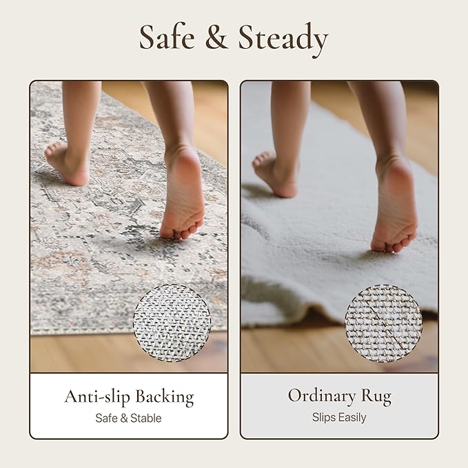 GENIMO 2x7 Area Rugs for Living Room, Machine Washable Non Slip Vintage Retro - Image 8