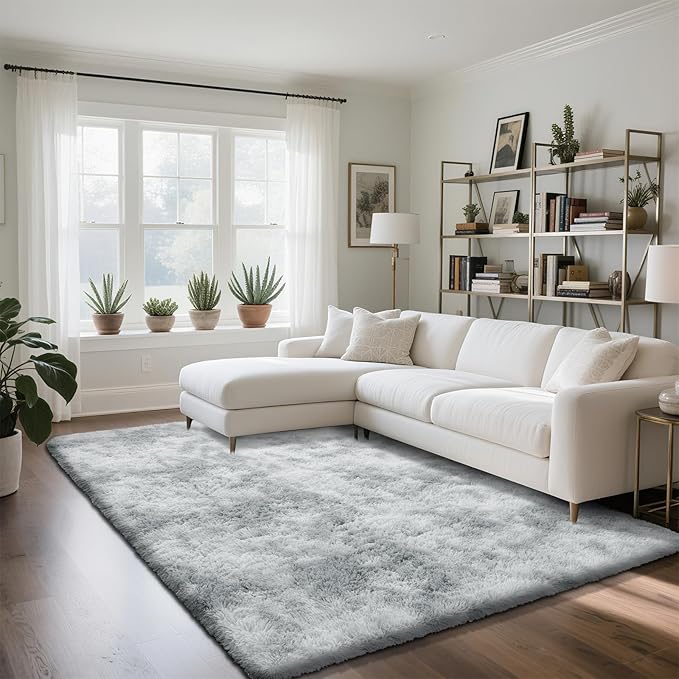 Fluffy Rug Shaggy Area Rug, Mottling Grey 5x8 Area Rugs by Yongyangjuxi