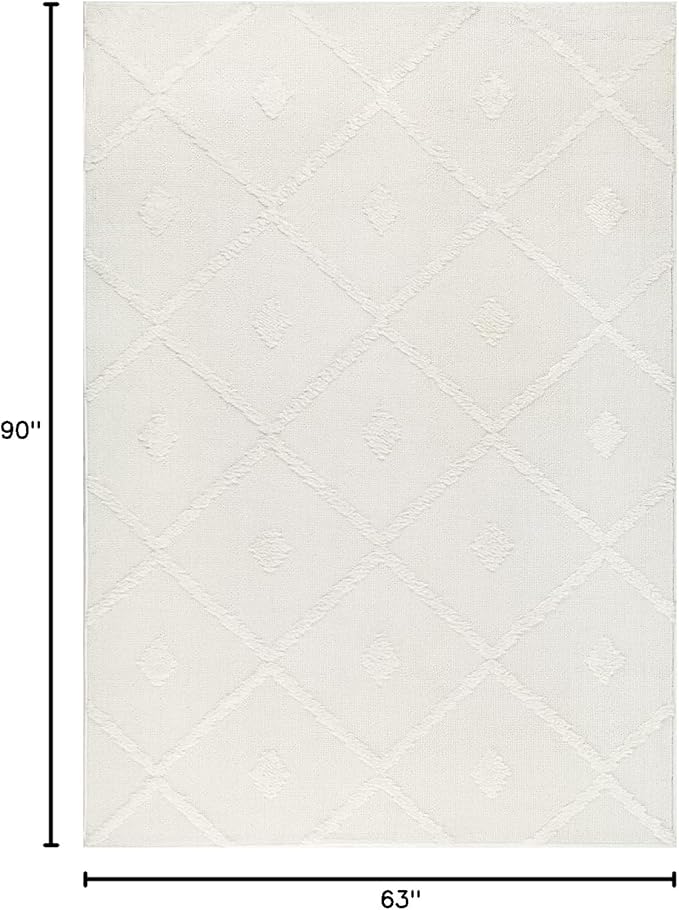 Antep Rugs Palafito 5x7 Geometric Shag Diamond High-Low Pile Textured Indoor - Image 2