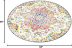 Livabliss Area Rugs - 8ft Round Romaine Vintage Boho Fuchsia Mustard Blue Round - Image 3