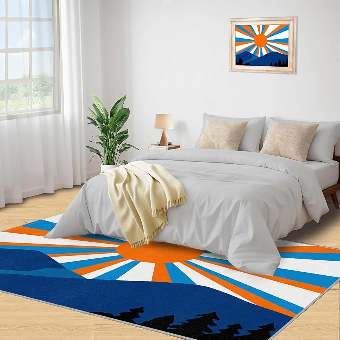 Boho Sun Area Rugs 8x10ft, Abstraction Deco Area Rug - Image 5