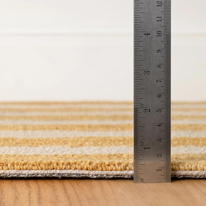 Dash & Albert Silas Stripe Gold Hand Micro Hooked Wool Rug, Runner-2.5 X 8 Feet - Image 4