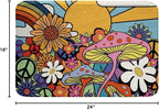 Kawaii Mushroom Bathroom Rugs Boho Sun Bath Mat Hippie Groovy Floral Non Slip - Image 3