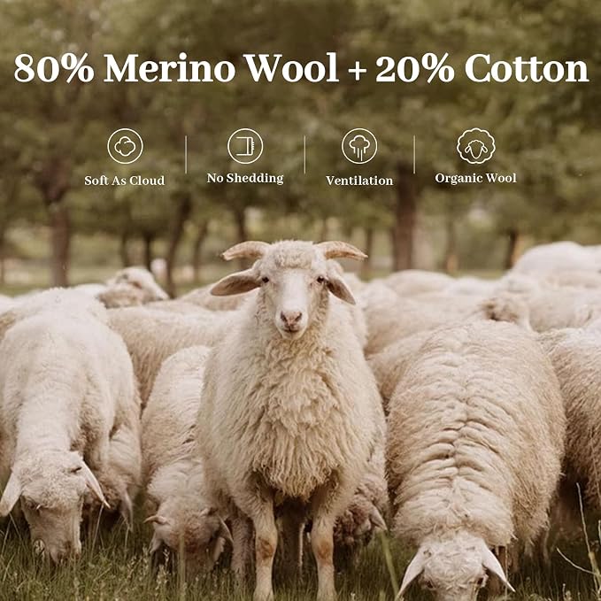ANSSO Wool Area Rugs 9x12 Living Room, 80% Merino Wool and 20% Cotton Soft - Image 5