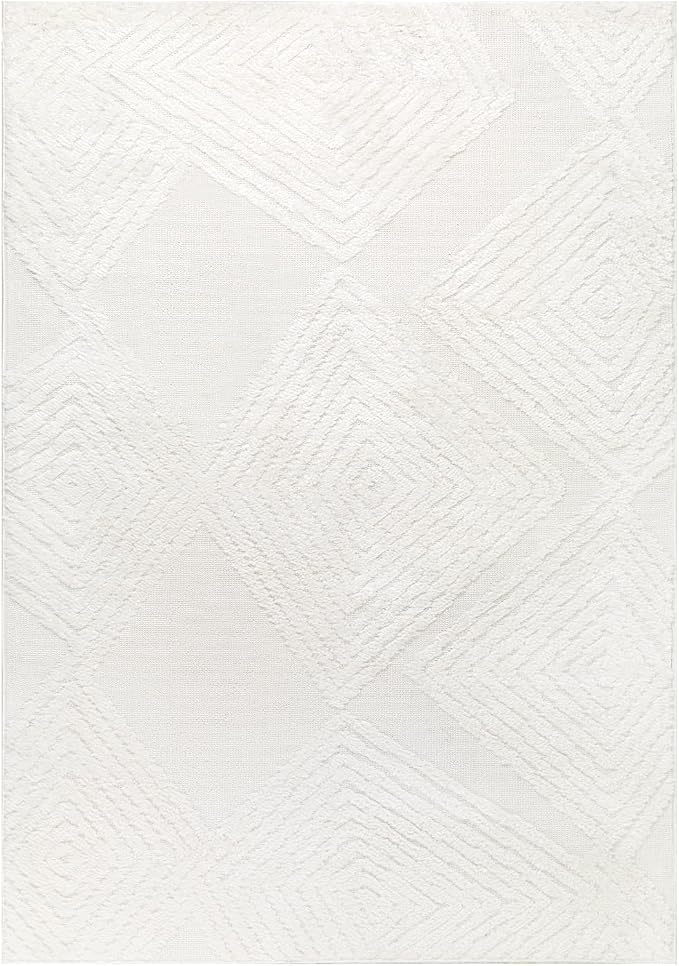 Antep Rugs Palafito 5x7 Geometric Shag Diamond High-Low Pile Textured Indoor - Image 3