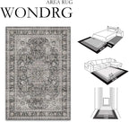 2x6 Washable Vintage Runner Rug Black Grey Hallway Kitchen Carpet Non-Slip Soft - Image 2