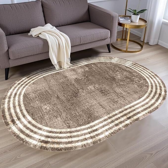 Country Earth Tone Brown Minimalist Distressed Home Office Rugs 5x8 by Unknown