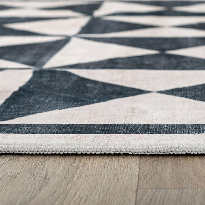 Rugshop Geometric Diamond Washable Non Slip Area Rug 2' x 3' Cream - Image 6