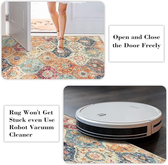 Lahome Moroccan Trellis Washable Round Rugs, Non-Slip Soft Round Rug 4ft - Image 4