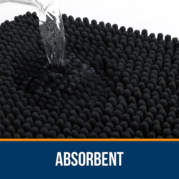 OLANLY Bathroom Rugs 47x20, Extra Soft Absorbent Chenille Bath Rugs, Rubber - Image 4