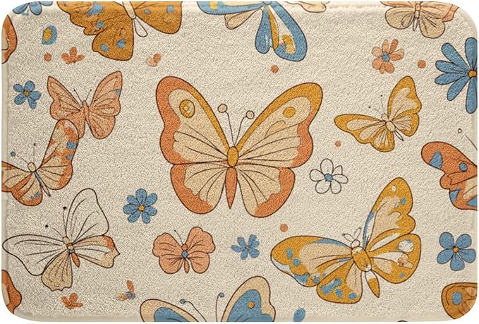 Erosebridal Groovy Party Decorations Bathroom Rugs Cute Butterfly Bath Mat by Erosebridal
