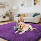 Purple Fluffy Rug Shaggy Area Rug, 5x8 Area Rugs - Image 5